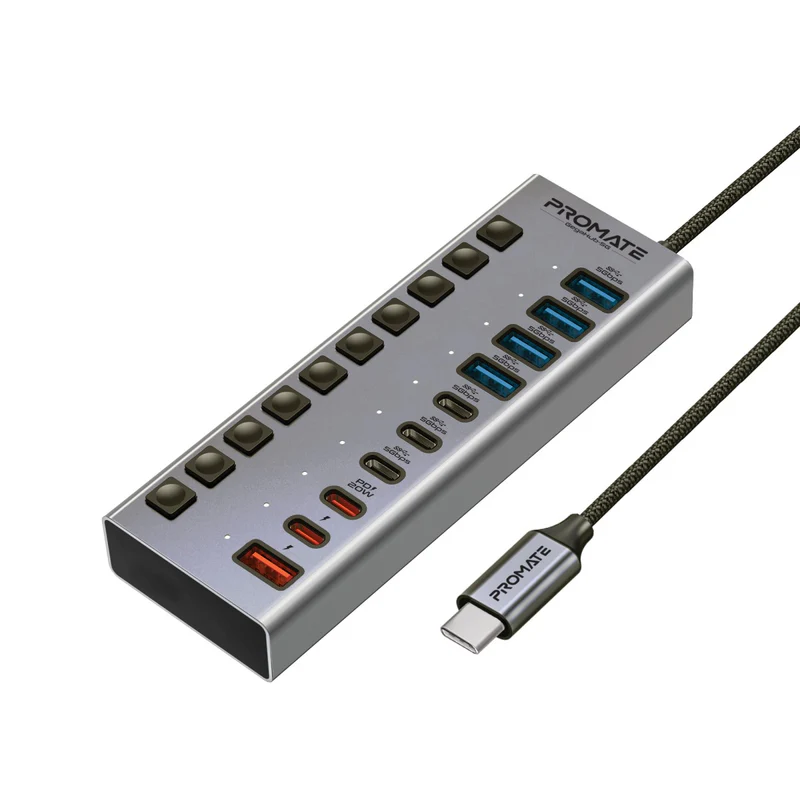 Promate GegaHub-5G 7-in-1 High Speed Multi-Ports 10Gbps Data & Charging Hub Promate GegaHub-5G 7-in-1 High Speed Multi-Ports 10Gbps Data & Charging Hub